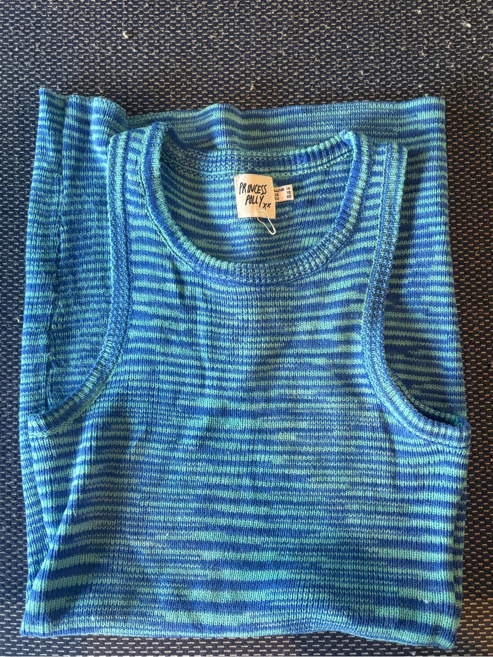 Princess Polly Blue & Teal Striped Knit Dress
